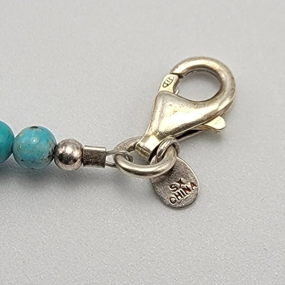 Genuine Turquoise 925 Sterling Silver Hematite Beaded Necklace 11x14mm Beads